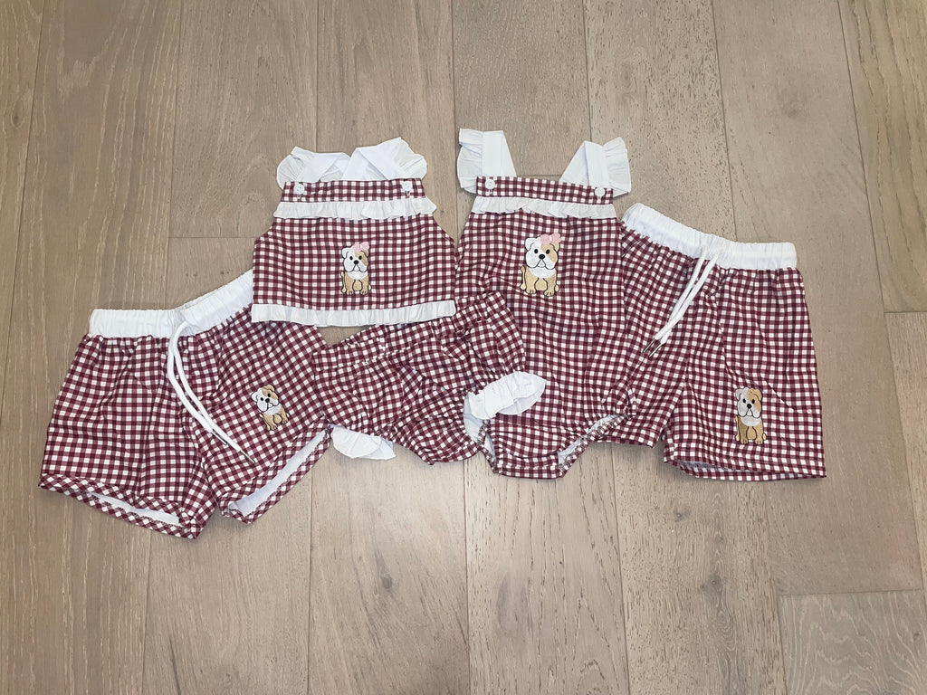 Bulldog gingham swim